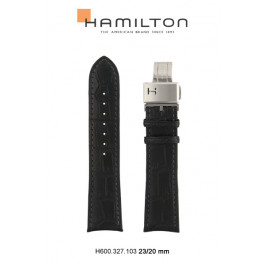 Pulseira de relógio Hamilton H32716533 / H327160 Couro Preto 23mm