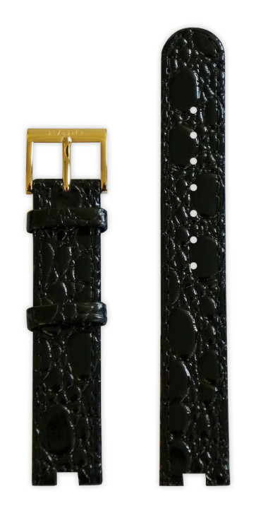Pulseira de relógio Rado R070853010 / 07.08530.10 / 01.129.3577.4.010 Couro Preto 5mm