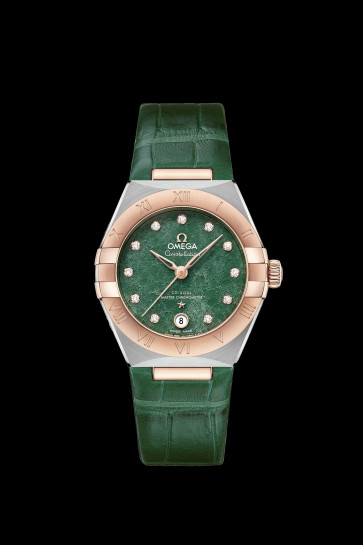 Pulseira de relógio Omega 13123292099001.032Z017080 Pele de crocodilo Verde