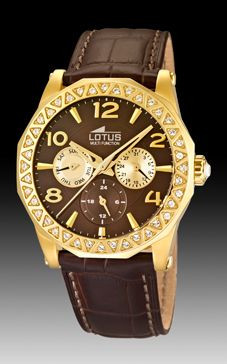 Pulseira de relógio Lotus 15761/3 Couro croco Marrom