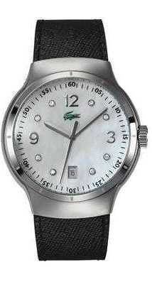 Lacoste pulseira de relogio 2000374 / LC-09-3-14-0060 Couro Preto 21mm + costura preto