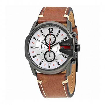 Pulseira de relógio Diesel DZ4436 Couro Conhaque 27mm