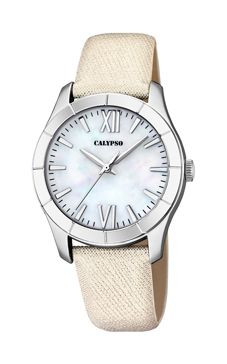 Pulseira de relógio Calypso K5718-1 Couro Bege 17mm