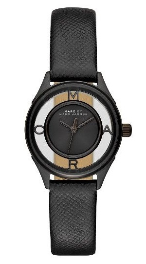 Pulseira de relógio Marc by Marc Jacobs MBM1384 Couro Preto 12mm
