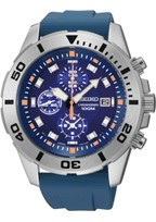 Pulseira de relógio Seiko 7T92-0NS0 / SNDE03P1 / R00H013J0 Silicone Azul 22mm