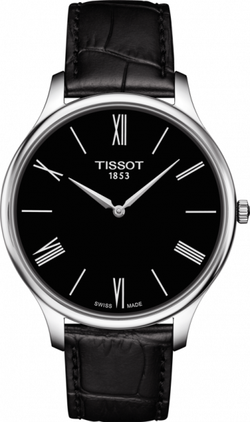 Pulseira de relógio Tissot T0634091605800A / T610042813 Couro Preto 18mm