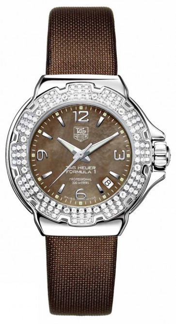 Pulseira de relógio Tag Heuer FC6221 Couro Marrom 17mm