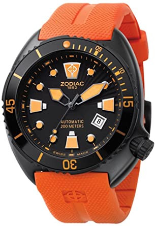 Pulseira de relógio Zodiac ZO8006 Borracha Laranja 25mm
