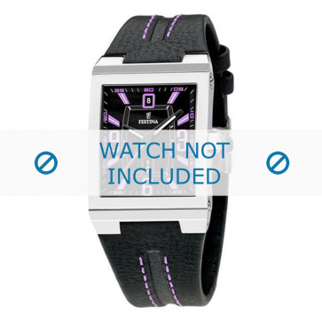 Pulseira de relógio Festina F16185-B / F16295-3 Couro Preto 16mm