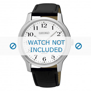 Pulseira de relógio Seiko 7N42-0GE0 / SGEH69P1 / 4LR1JE Couro Preto 20mm