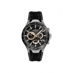 Jacques Lemans pulseira de relogio 1-1661 / Dakar Couro Preto 20mm + costura branca