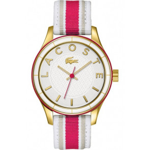 Lacoste pulseira de relogio 2000770 / LC-66-3-44-2449 Couro Multicolorido 18mm + costura branca