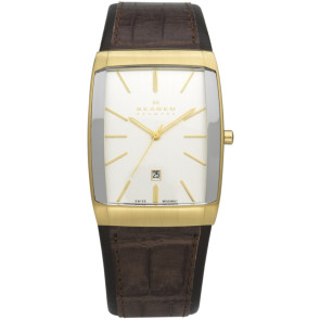Pulseira de relógio Skagen 984LGLD Couro Marrom 28mm