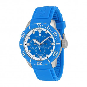 Pulseira de relógio Nautica A13650G Silicone Azul claro 22mm