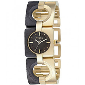 Pulseira de relógio Fossil ES2170 Aço inoxidável Banhado a ouro 23mm