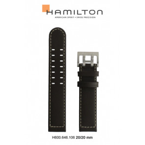Pulseira de relógio Hamilton H001.64.611.535.01 / H690646106 Couro Castanho escuro 20mm
