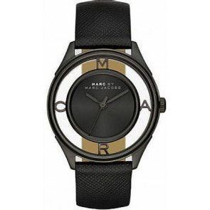 Pulseira de relógio Marc by Marc Jacobs MBM1379 Couro Preto 18mm