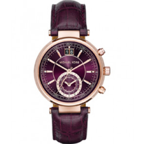 Pulseira de relógio Michael Kors MK2580 Couro Bordéus 20mm