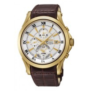 Pulseira de relógio Seiko 7T62-0JW0 / SNAF22P1 / 4A071KL Couro Marrom 21mm