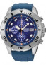 Pulseira de relógio Seiko 7T92-0NS0 / SNDE03P1 Silicone Azul 22mm
